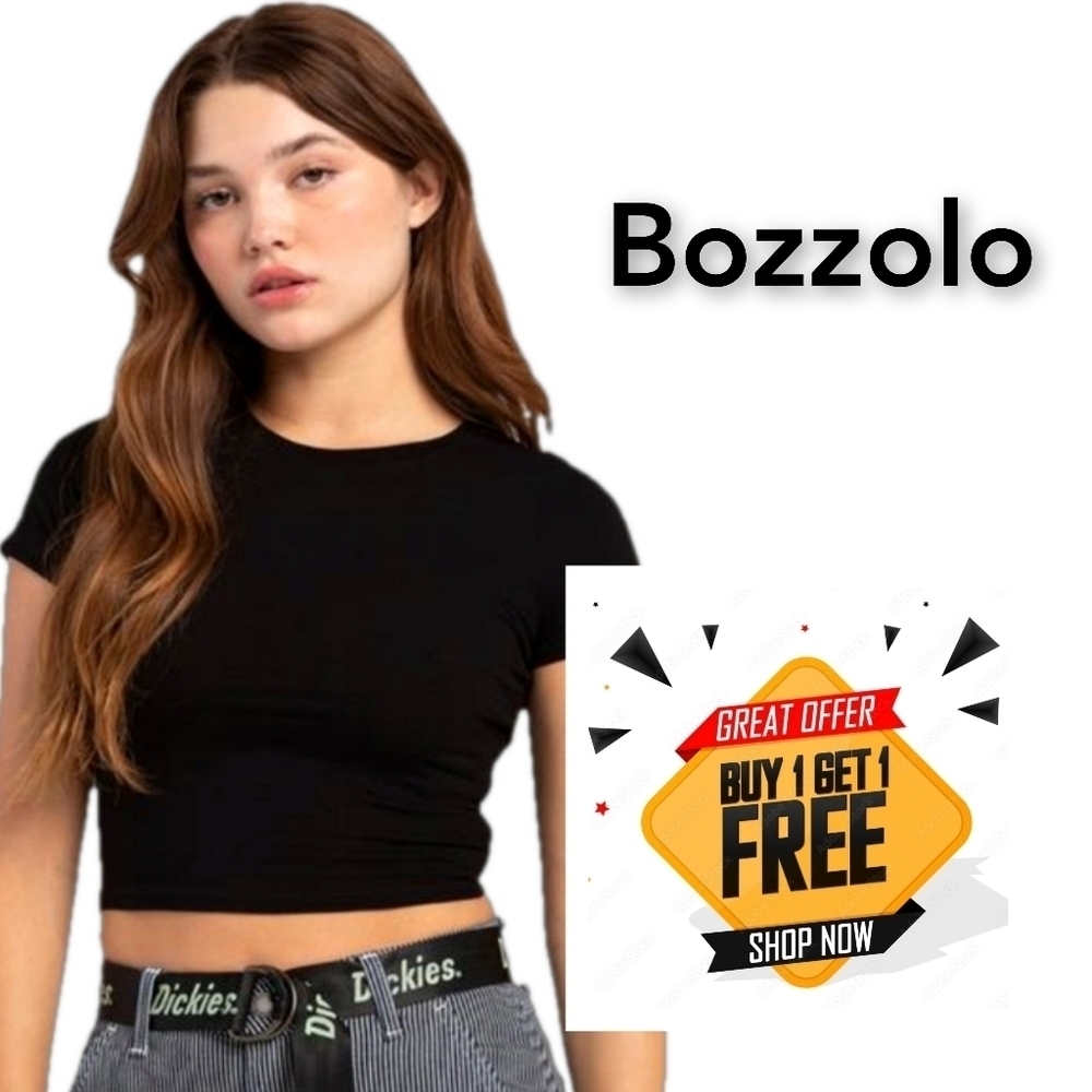 Bozzolo ◇ Black Cropped Snug Fit Tee ◇ 2 for 1 ◇ Available Sz Small or Med ◇ NIP